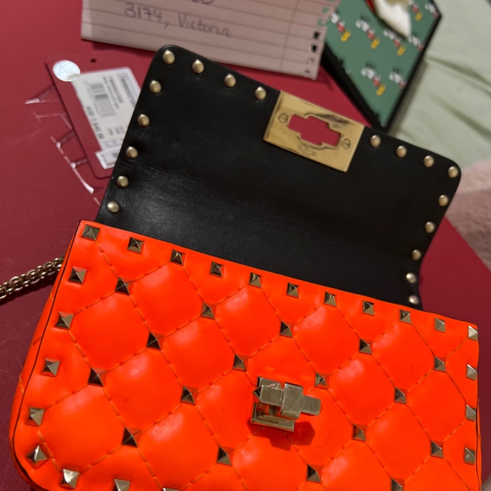 Valentino Mini Fluo ORANGE Rockstud Spike Bag - Picture 5 of 7